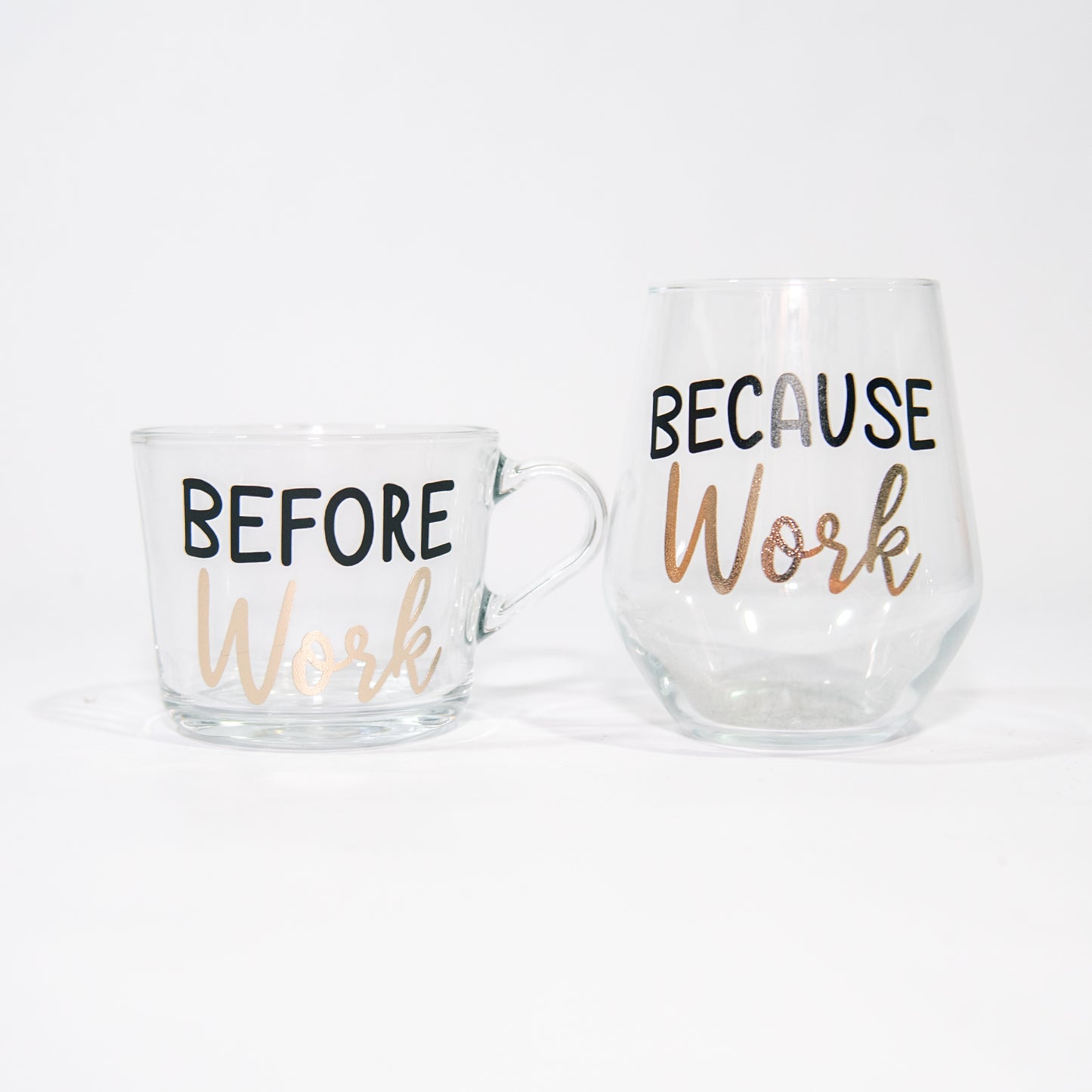 Taza y Vazo de cristal transparente - Work Life