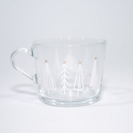 Taza de cristal transparente - Árboles de Navidad